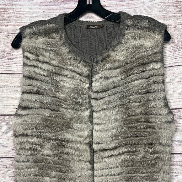 J. McLaughlin Merino Wool & Rabbit Sleeveless Fur Vest Size Medium - Picture 3 of 9